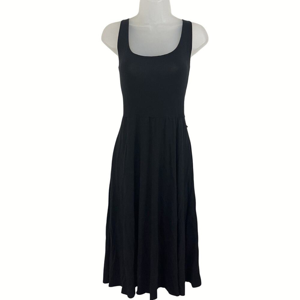 Reformation Kaila Jersey Tie Faux Wrap Dress Large L Black Sleeveless Midi Dress